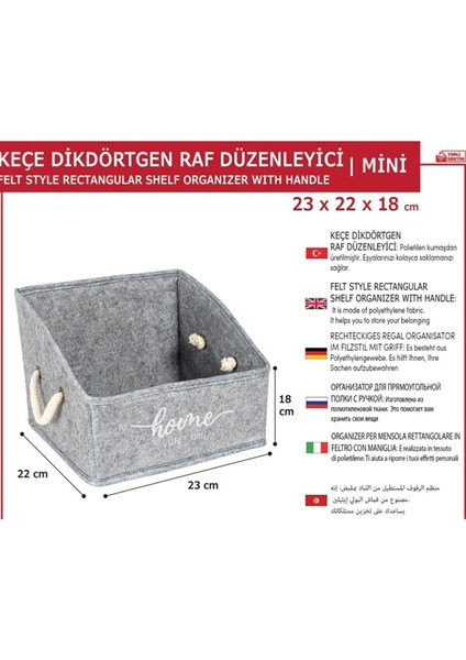Keçe Dikdörtgen Raf Düzenleyici Mini 23*22*18