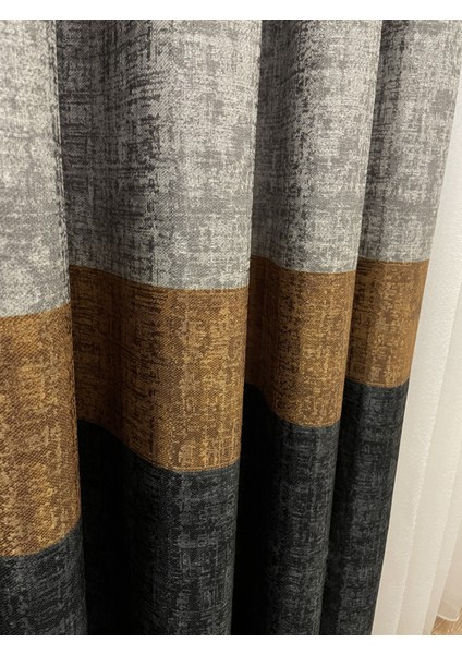 Keten Zemin Modern Çizgili Desen 1/2,50 Pile Fon Perde fırsatları