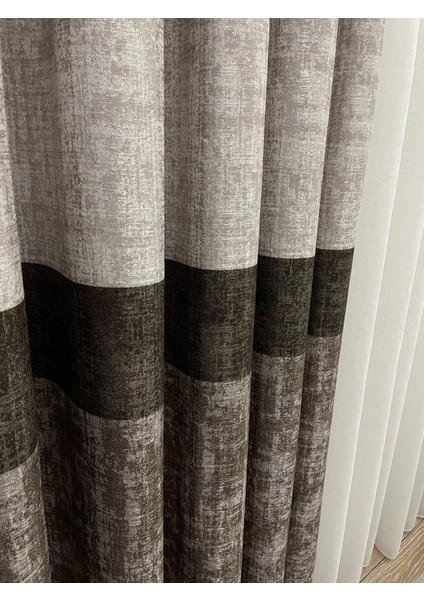 Keten Zemin Modern Çizgili Desen 1/2,50 Pile Fon Perde modelleri