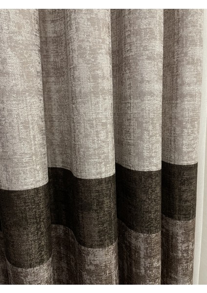 Keten Zemin Modern Çizgili Desen 1/2,50 Pile Fon Perde fırsatları