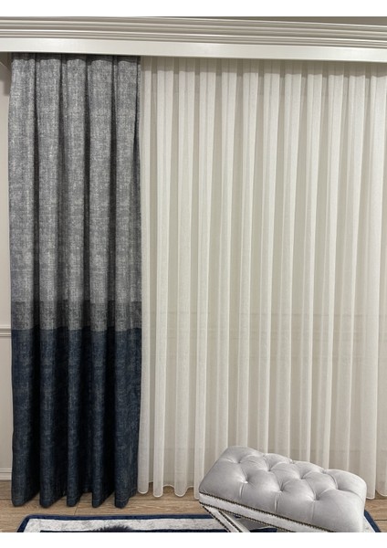 Keten Zemin Modern Çizgili Desen 1/2,50 Pile Fon Perde fiyatları