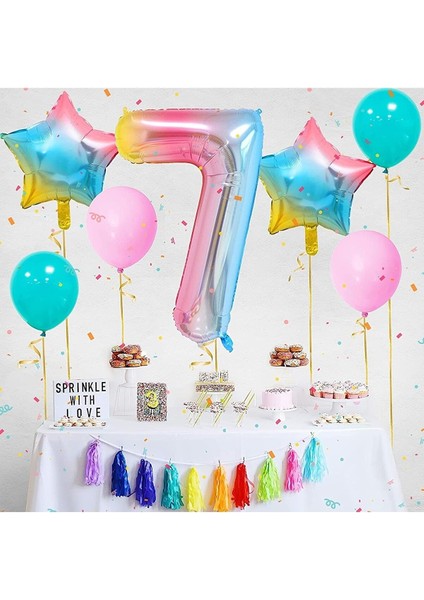 Gökkuşağı Folyo Balon Seti 7 Yaş