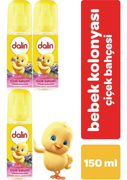 Bebek Kolonyası 150ML Çiçek Bahçesi (Menekşe-Yasmin-Yeşil Elma Kokulu) (3 Lü Set)