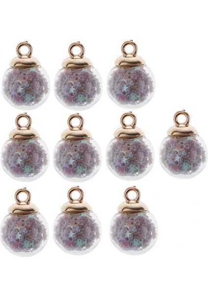 3X10 Adet 16MM Tiny Yıldız Cam Top Charms Kolye Dıy Zanaat Beyaz 3 Adet (Yurt Dışından)