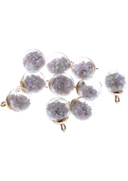 2X10 Adet 16MM Tiny Yıldız Cam Top Charms Kolye Dıy Zanaat Beyaz 2 Adet (Yurt Dışından)