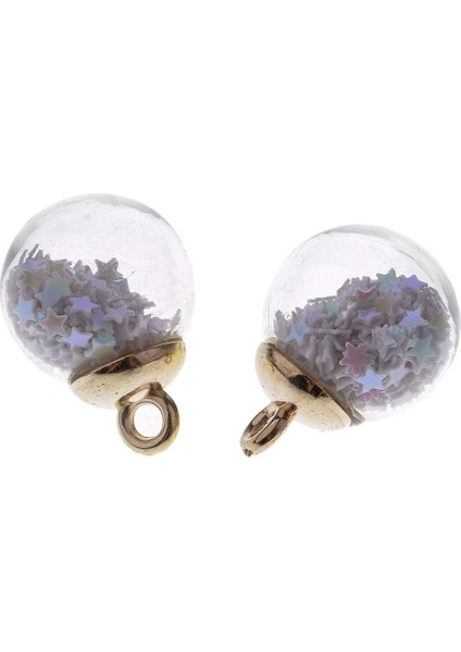2X10 Adet 16MM Tiny Yıldız Cam Top Charms Kolye Dıy Zanaat Beyaz 2 Adet (Yurt Dışından)