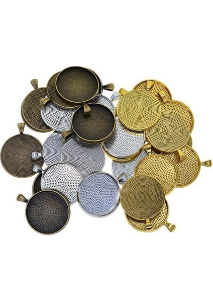 2X50 Parça Boş Yuvarlak Çerçeve Tepsi Baz 30MM Dia Cabochon Kolye Takı 2 Adet (Yurt Dışından)