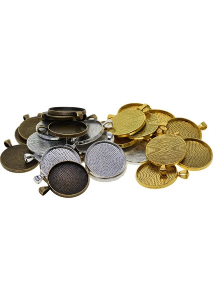 2X50 Parça Boş Yuvarlak Çerçeve Tepsi Baz 30MM Dia Cabochon Kolye Takı 2 Adet (Yurt Dışından)
