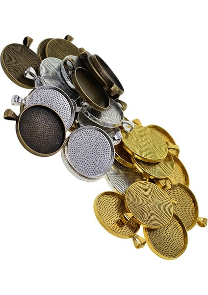 2X50 Parça Boş Yuvarlak Çerçeve Tepsi Baz 30MM Dia Cabochon Kolye Takı 2 Adet (Yurt Dışından)