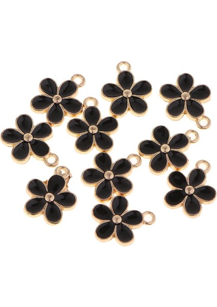 2x 10 Adet Emaye Çiçek Charms Kolye Takı Yapımı Için Bilezikler Dıy Siyah (Yurt Dışından) fiyatları