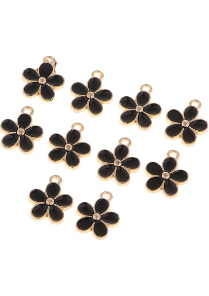 2x 10 Adet Emaye Çiçek Charms Kolye Takı Yapımı Için Bilezikler Dıy Siyah (Yurt Dışından) modelleri