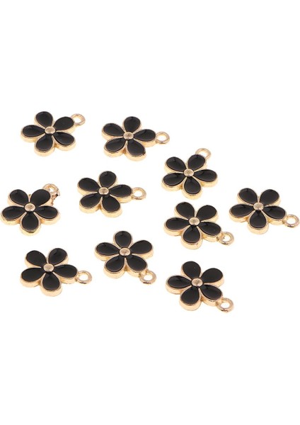 2x 10 Adet Emaye Çiçek Charms Kolye Takı Yapımı Için Bilezikler Dıy Siyah (Yurt Dışından) fırsatları