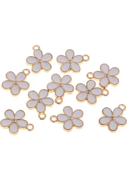 2x 10 Adet Emaye Çiçek Charms Kolye Takı Yapımı Için Bilezikler Dıy Beyaz (Yurt Dışından) fiyatları