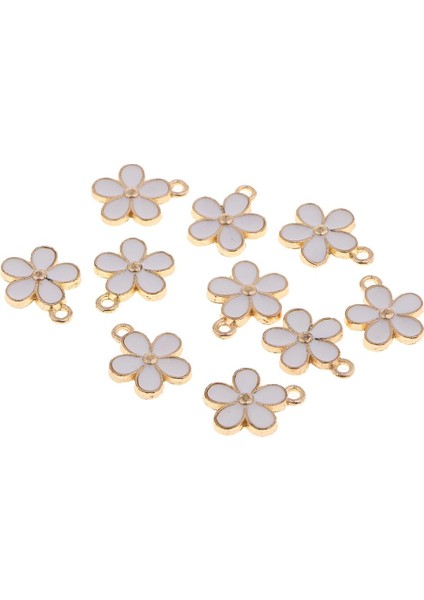 2x 10 Adet Emaye Çiçek Charms Kolye Takı Yapımı Için Bilezikler Dıy Beyaz (Yurt Dışından) fırsatları