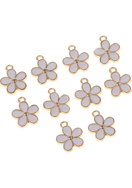 2x 10 Adet Emaye Çiçek Charms Kolye Takı Yapımı Için Bilezikler Dıy Beyaz (Yurt Dışından) indirimleri