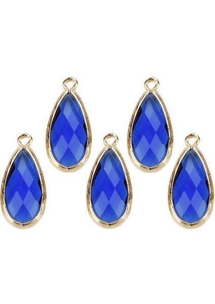 2x5 Adet Kristal Cam Gözyaşı Charm Kolye Dıy Takı Bulguları Safir Mavi (Yurt Dışından)