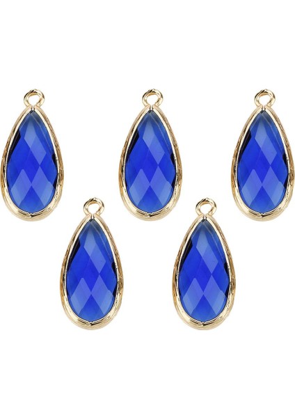 2x5 Adet Kristal Cam Gözyaşı Charm Kolye Dıy Takı Bulguları Safir Mavi (Yurt Dışından)