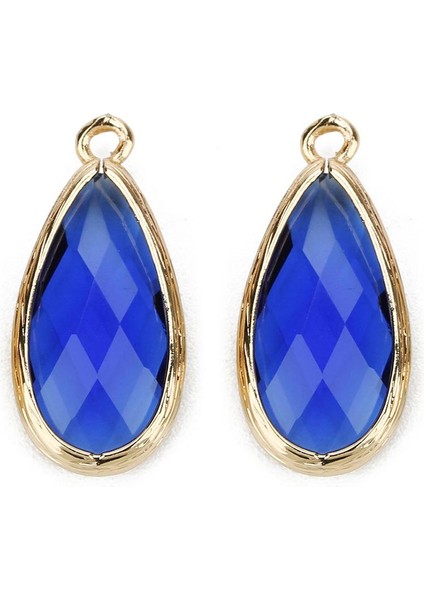 2x5 Adet Kristal Cam Gözyaşı Charm Kolye Dıy Takı Bulguları Safir Mavi (Yurt Dışından)