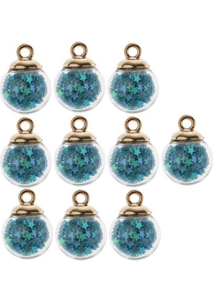 2x 10 Parça 16MM Tiny Yıldız Cam Top Charms Kolye Dıy Zanaat Açık Mavi (Yurt Dışından)
