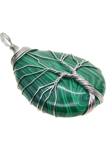 2x El Yapımı Kablolu Ağacı Kolye Kolye Malakit Gümüş (Yurt Dışından) fırsatları