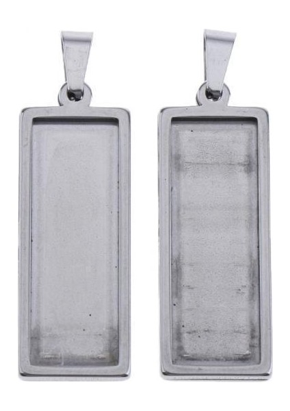 2x 2 Adet Dikdörtgen Boş Çerçeve Tepsi Baz Kare Kolye Kolye 10X30MM (Yurt Dışından)