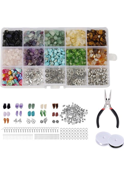 933PCS Düzensiz Cips Taş Boncuklar Kit Pensier Için Dıy Takı Bilezik Yapımı (Yurt Dışından)