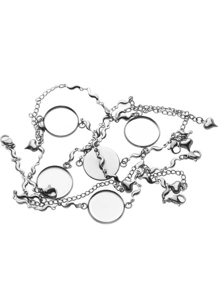 5 Paket Çerçeve Bilezik Boşluklar Ayarları Takı Yapımı Için Cabochon Disk Tabanı (Yurt Dışından)