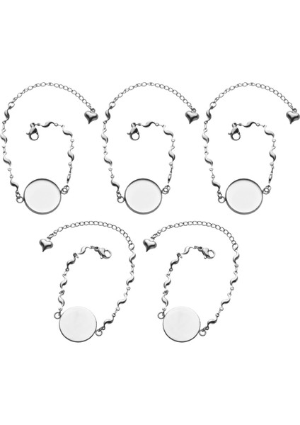 5 Paket Çerçeve Bilezik Boşluklar Ayarları Takı Yapımı Için Cabochon Disk Tabanı (Yurt Dışından)