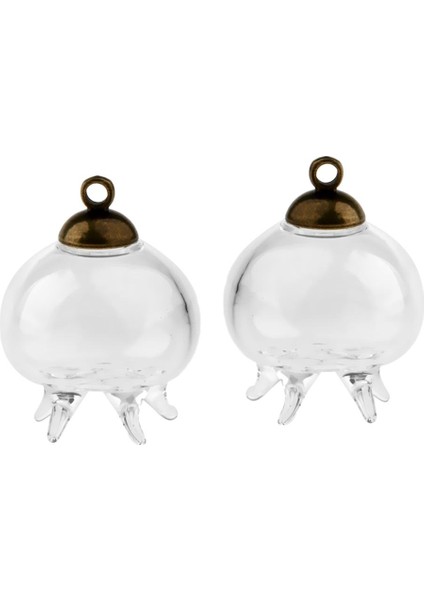 2pcs Mini Denizanası Boş Cam Arzu Şişe Şişe Kolye Takılar Siyah (Yurt Dışından)