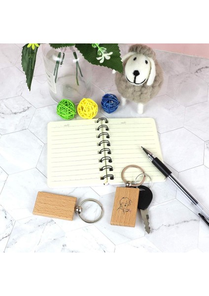 Boş Anahtar Ahşap Anahtarlık Anahtarlık Zanaat Çantası Kare 5X3CM (Yurt Dışından)