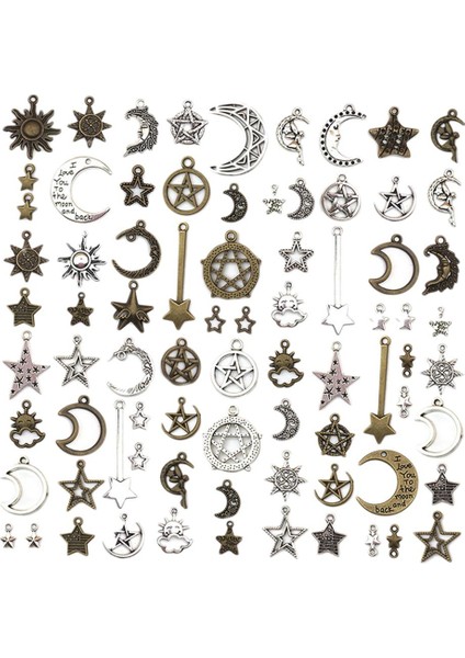 76PCS Antik Büyük Yıldız ve Ay Charms Coidants Bookmark 25MM Takı El Sanatları (Yurt Dışından) modelleri