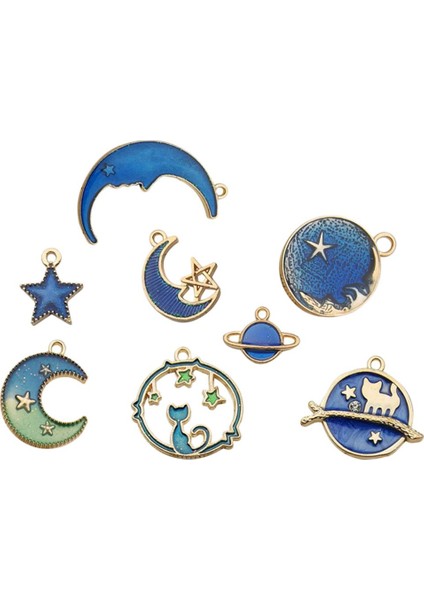 8pcs Star Moon Emaye Mücevher Yapma Bulguları Için Dıy El Sanatları (Yurt Dışından)