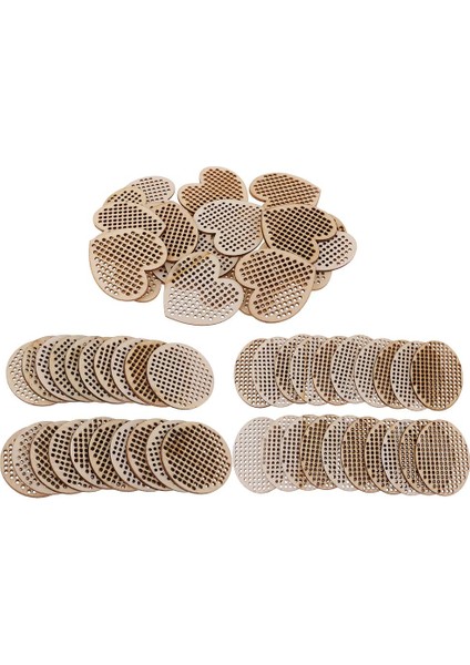 60PCS Ahşap Cazibe Kolye Doğal Kalp Yuvarlak Ahşap Şekiller Diy Çapraz Dikiş (Yurt Dışından)