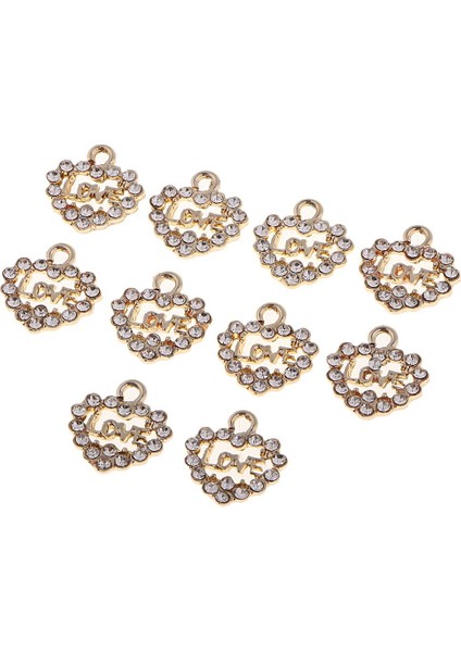 Güzel 10PCS Kristal Diamante Rhinestone Aşk Kalp Takılar Kolyeler Hediyeler (Yurt Dışından)