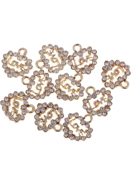 Güzel 10PCS Kristal Diamante Rhinestone Aşk Kalp Takılar Kolyeler Hediyeler (Yurt Dışından)