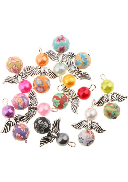 10PC Mix Angel Charms Kolye Takı Için Kil Boncuklar Yapım Melek Takıları (Yurt Dışından)