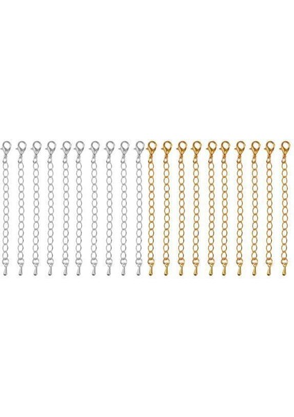 4X20 Adet 70 mm Uzatma Zinciri ile Istakoz Klipsleri Takı Için Altın ve Beyaz K 4 Adet (Yurt Dışından)