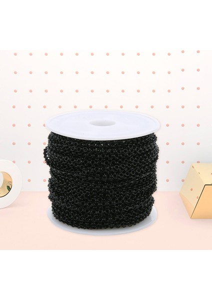 30 Feet 3mm Yuvarlak Bağlantılar Zincir Kolye Bilezik Takı Siyah (Yurt Dışından)