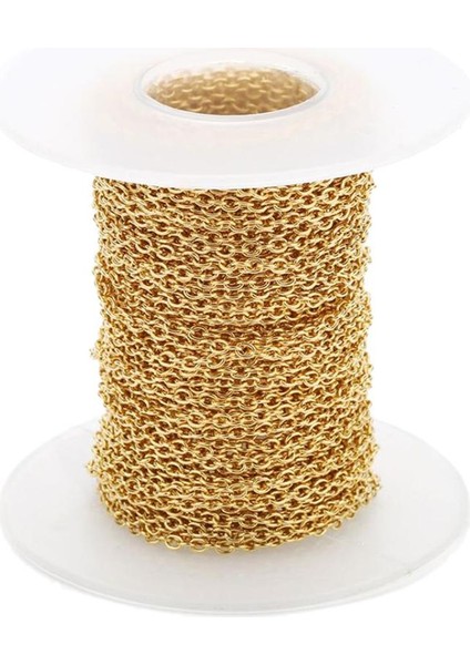 10 Metre Diy Çelik Kablo Açık Bağlantı Mücevher Yapımı Zincir Aksesuar Altın 2mm (Yurt Dışından)