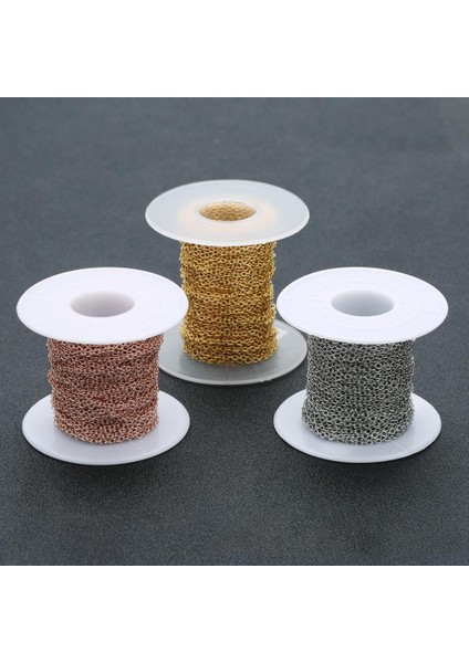 10 Metre Diy Çelik Kablo Açık Bağlantı Mücevher Yapımı Zincir Aksesuar Altın 2mm (Yurt Dışından)