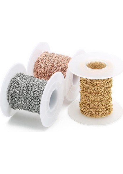 10 Metre Diy Çelik Kablo Açık Bağlantı Mücevher Yapımı Zincir Aksesuar Altın 2mm (Yurt Dışından)
