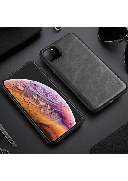 Lüks Deri Kılıf iPhone 11 Yumuşak Silikon Kenar Darbeye Dayanıklı Arka Telefon Kapak