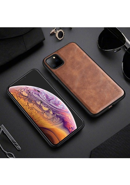 Lüks Deri Kılıf iPhone 11 Yumuşak Silikon Kenar Darbeye Dayanıklı Arka Telefon Kapak