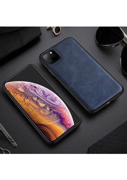 Lüks Deri Kılıf iPhone 11 Pro Max Yumuşak Silikon Kenar Darbeye Dayanıklı Arka Telefon Kapak