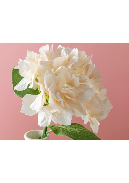Hortensia Tek Dal Yapay Çiçek 35 cm Şampanya