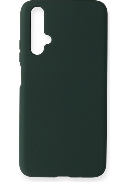 Huawei Nova 5t Kılıf Lansman Içi Kadife Nano Silikon - Koyu Yeşil