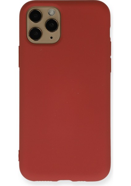 Apple iPhone 11 Pro Kılıf Lansman Içi Kadife Nano Silikon - Koyu Kırmızı