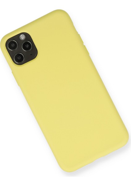 Apple iPhone 11 Pro Max Kılıf Lansman Içi Kadife Nano Silikon - Mat Sarı