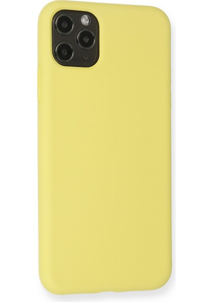 Apple iPhone 11 Pro Max Kılıf Lansman Içi Kadife Nano Silikon - Mat Sarı