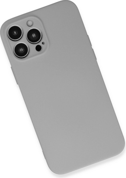 Apple iPhone 13 Pro Max Kılıf Lansman Içi Kadife Nano Silikon - Açık Gri